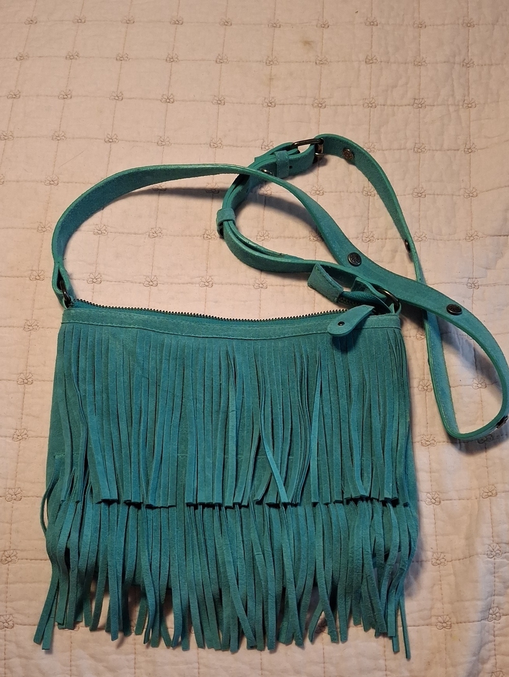 Miranda Lambert Idyllwind Teal Fringe Crossbody Bag with Adjustable Strap by
